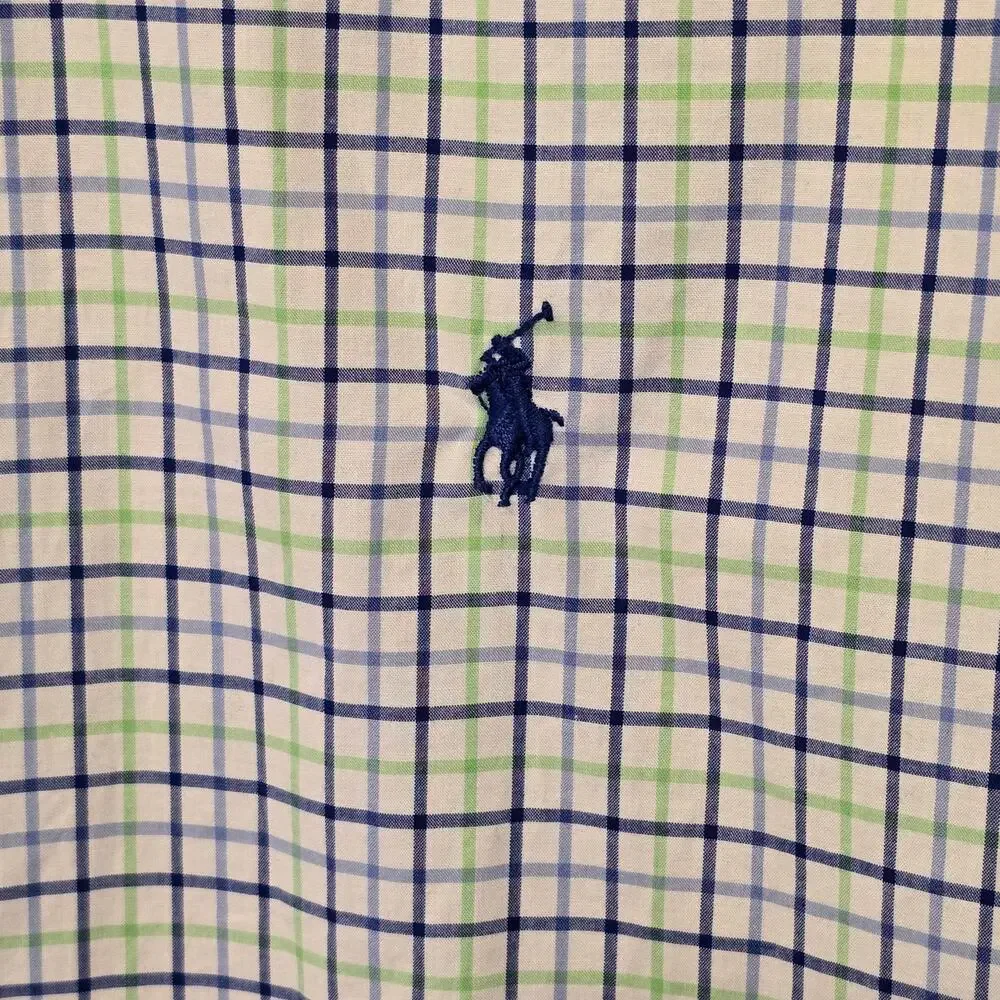 Ralph Lauren Button Down Shirt Mens Size XL Blue/Green Plaid Classic Fit Preppy - Picture 8 of 15